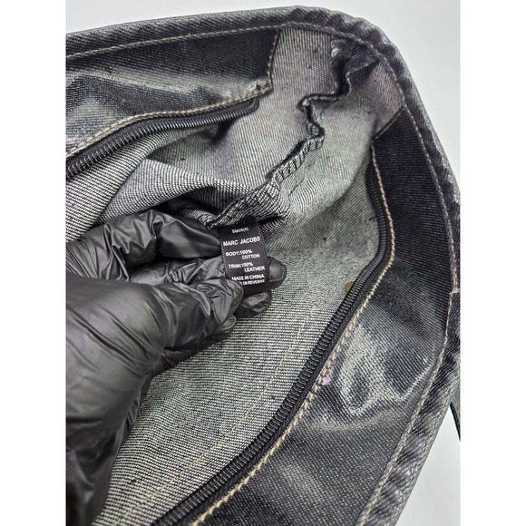 Marc Jacobs Tote Bag Black Denim Metallic Logo Collaboration - Picture 9 of 9